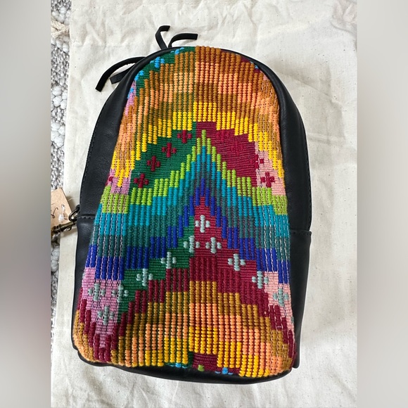 Nena & Co. Handbags - Nena & Co OOAK 2.0 Small Sling Rainbow Moon & Stars in Black Leather